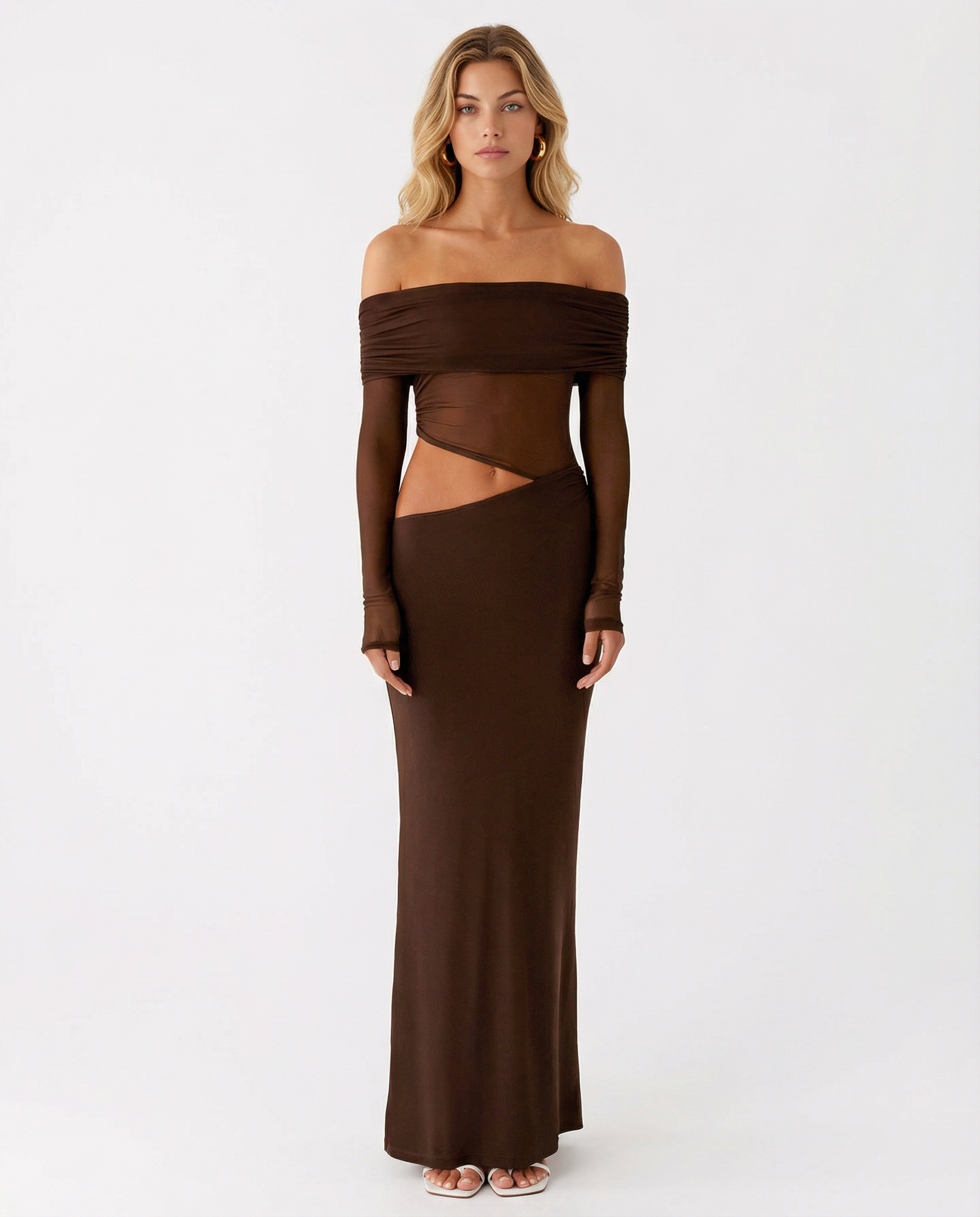 Bertie | Off Shoulder Maxi Dress with Side Cut-Outs