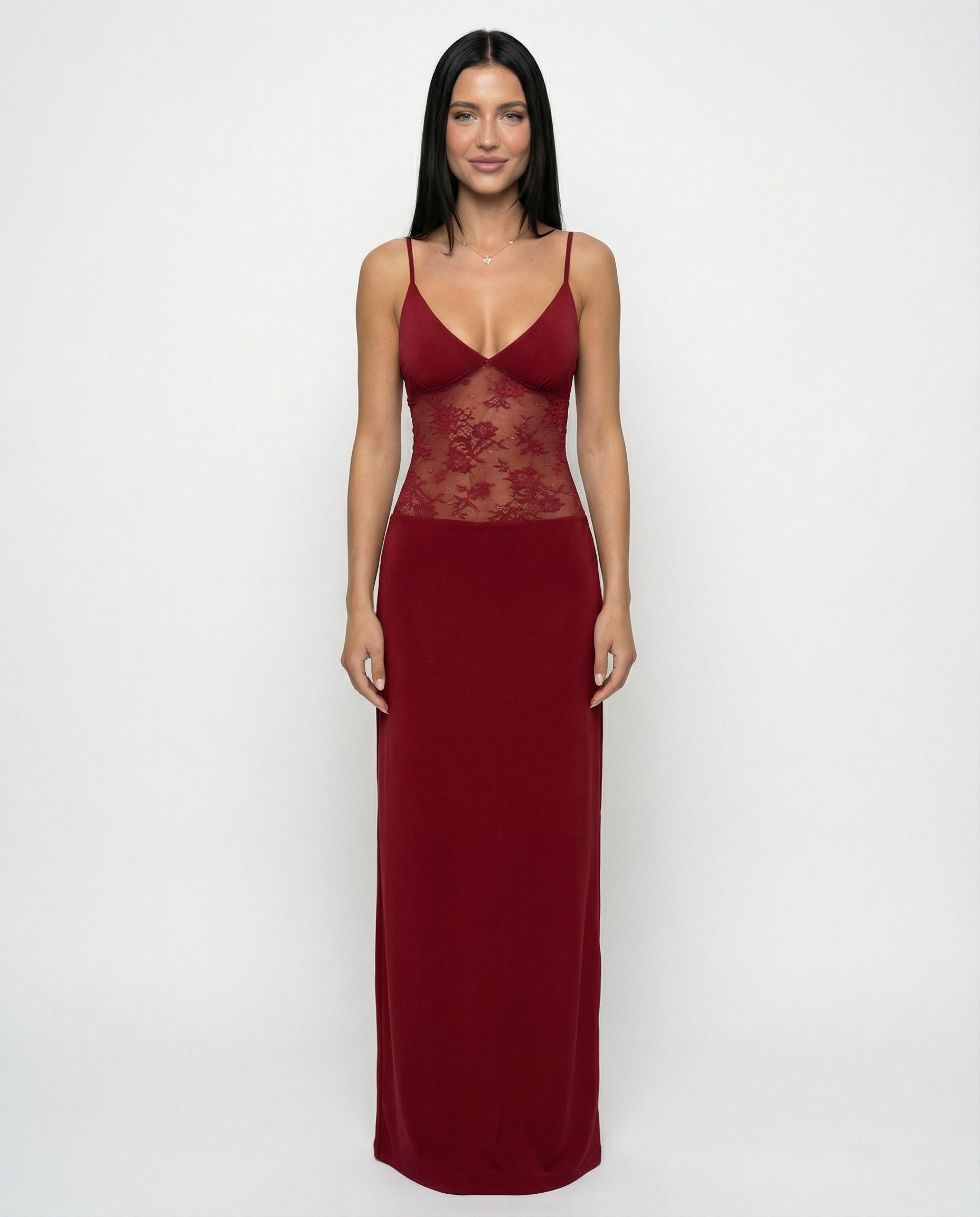 Caitlin | Maxi Dress with Lace Panel and Low Back