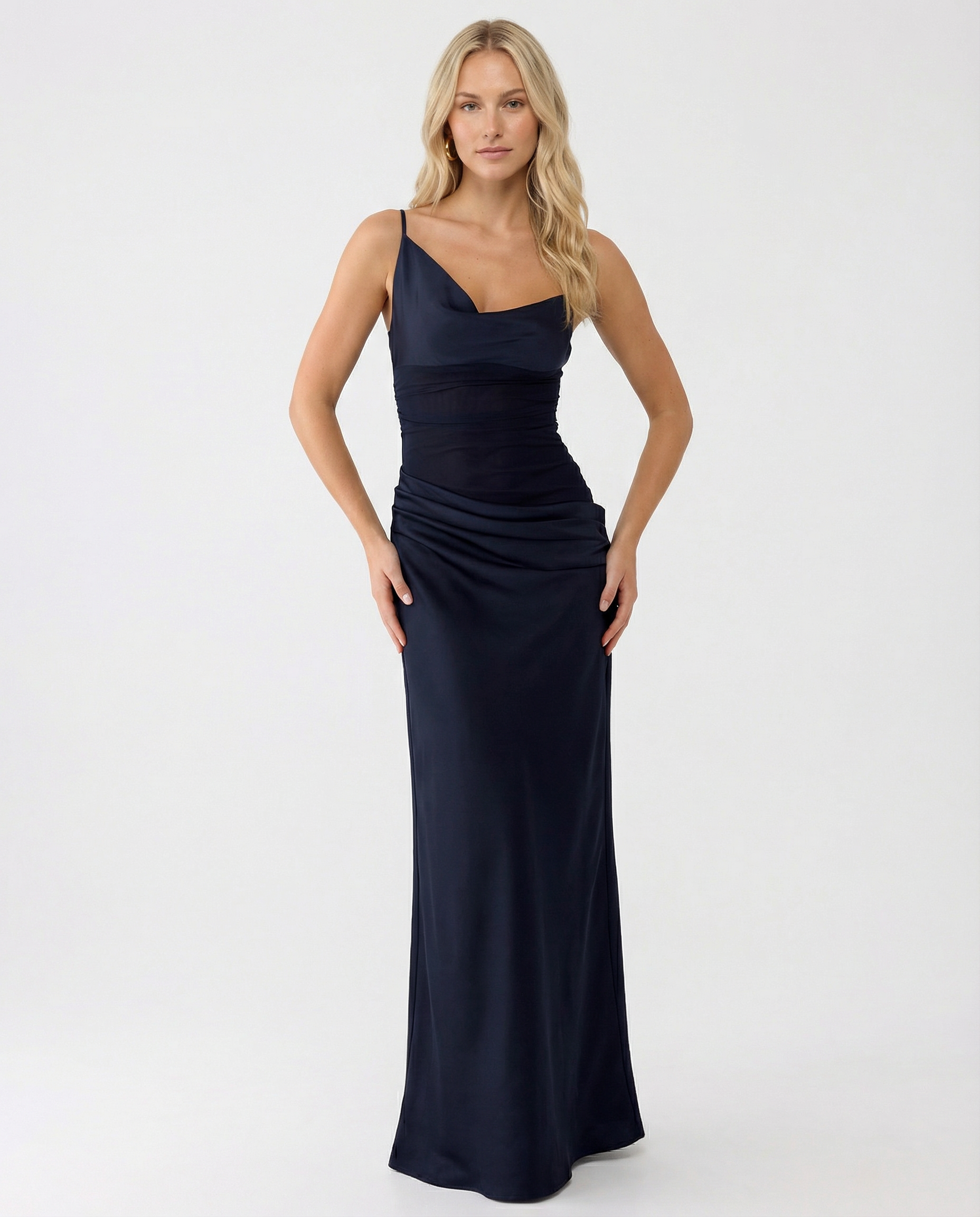Tracie | Maxi Dress with Asymmetrical Neckline and Ruched Waist