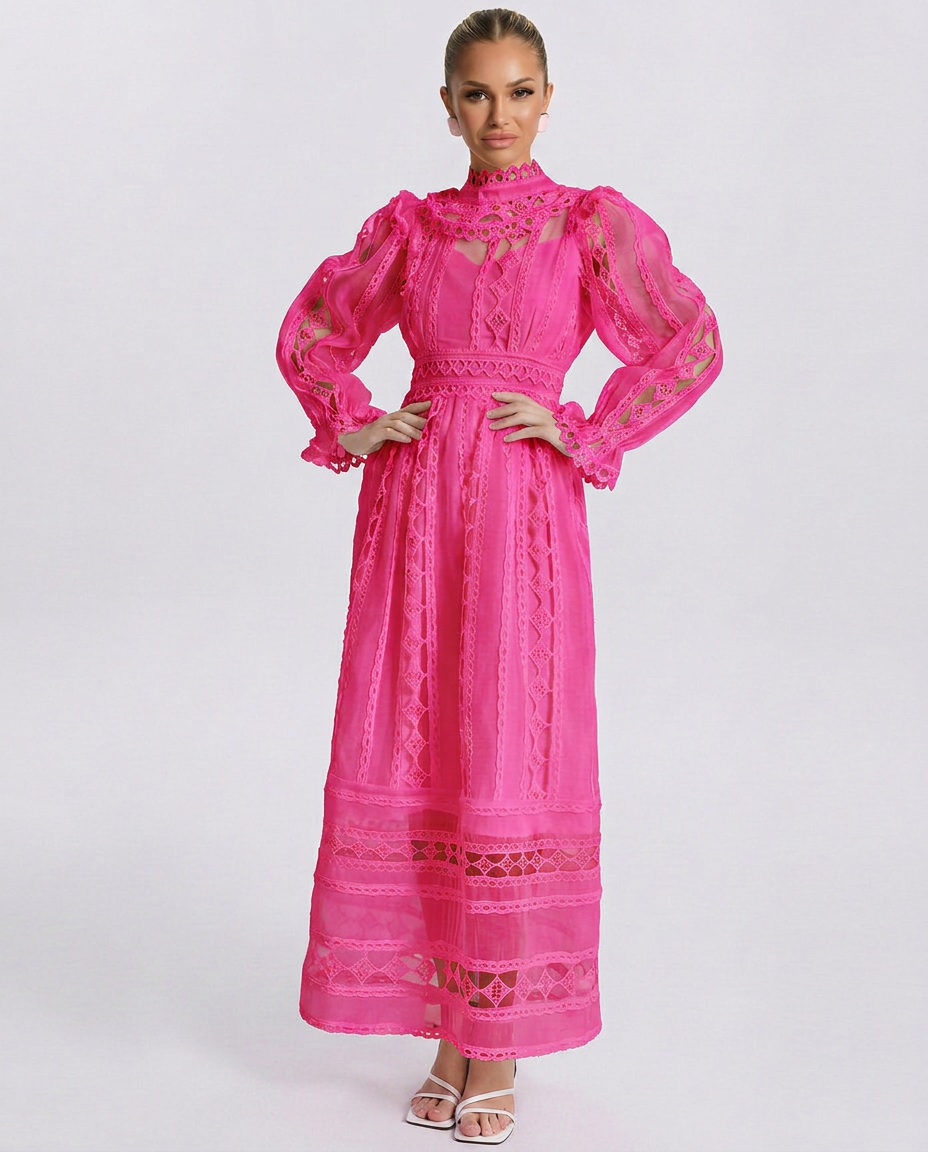 Mira | Long Sleeve Lace Midi Dress