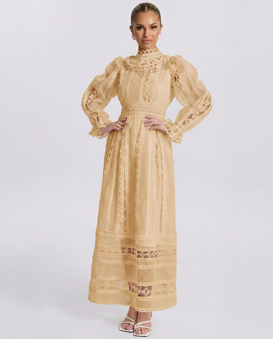 Mira | Long Sleeve Lace Midi Dress