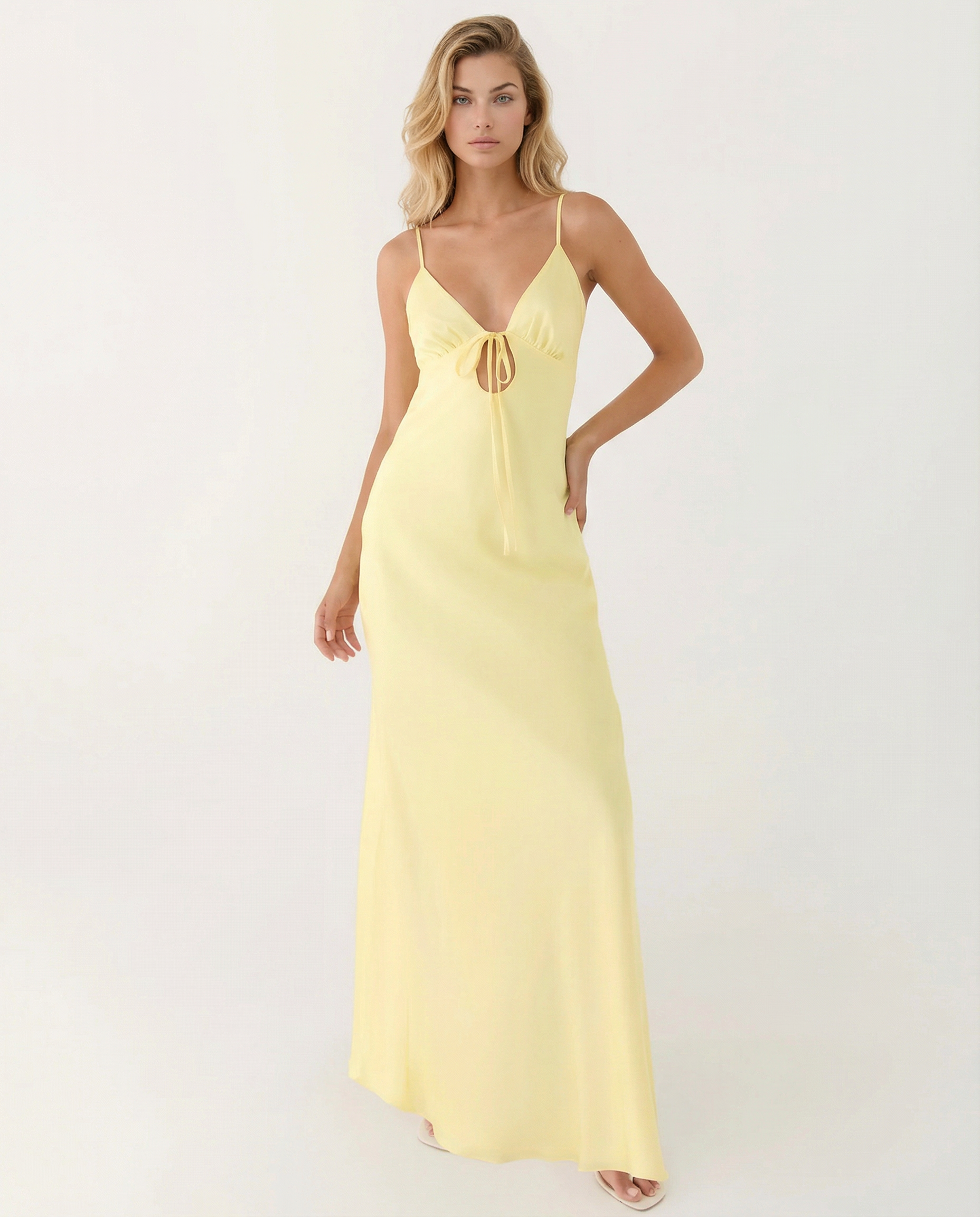 Colleen | Satin Maxi Dress with Cowl Neck