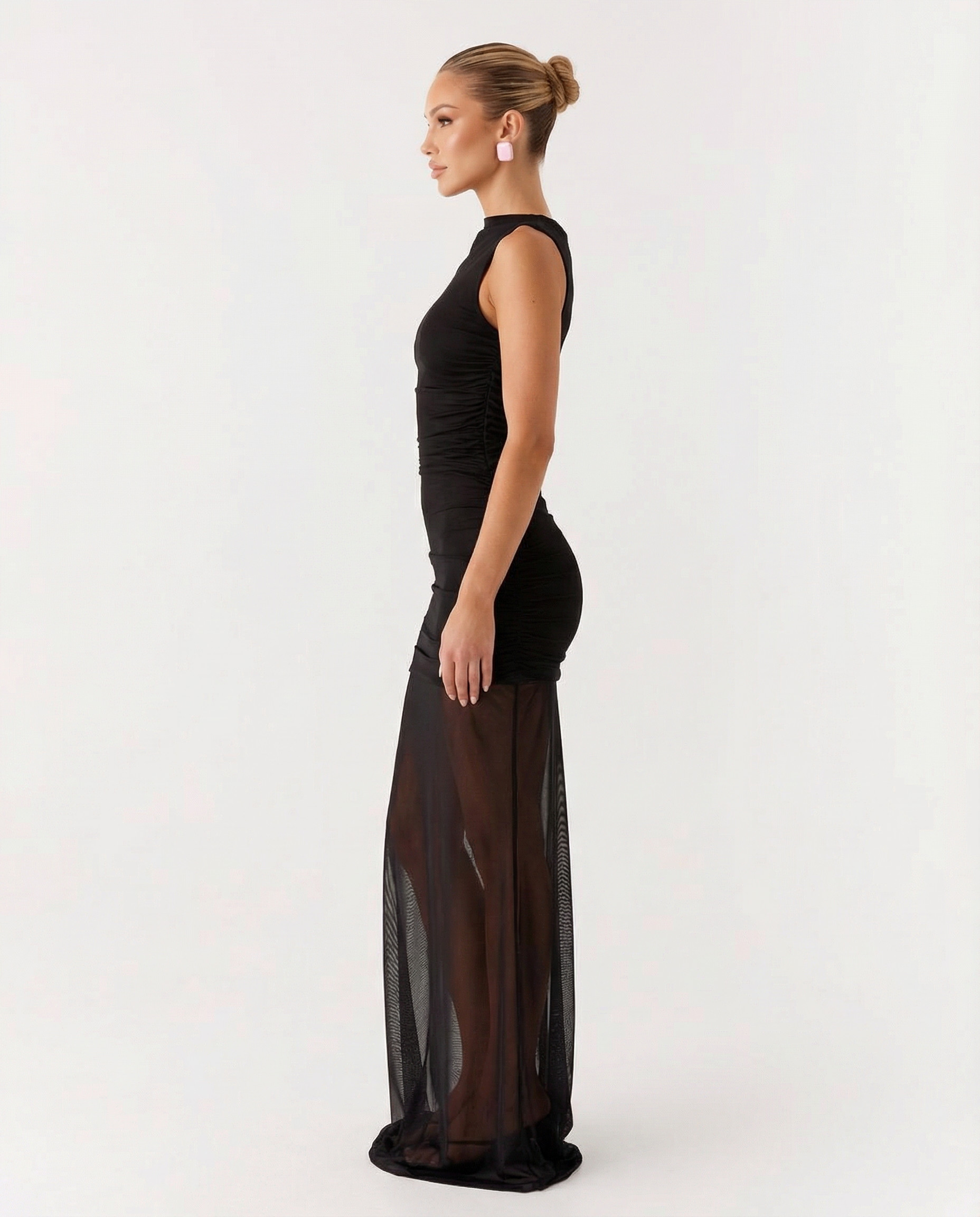 Dora | Sleeveless Maxi Dress with Sheer Overlay