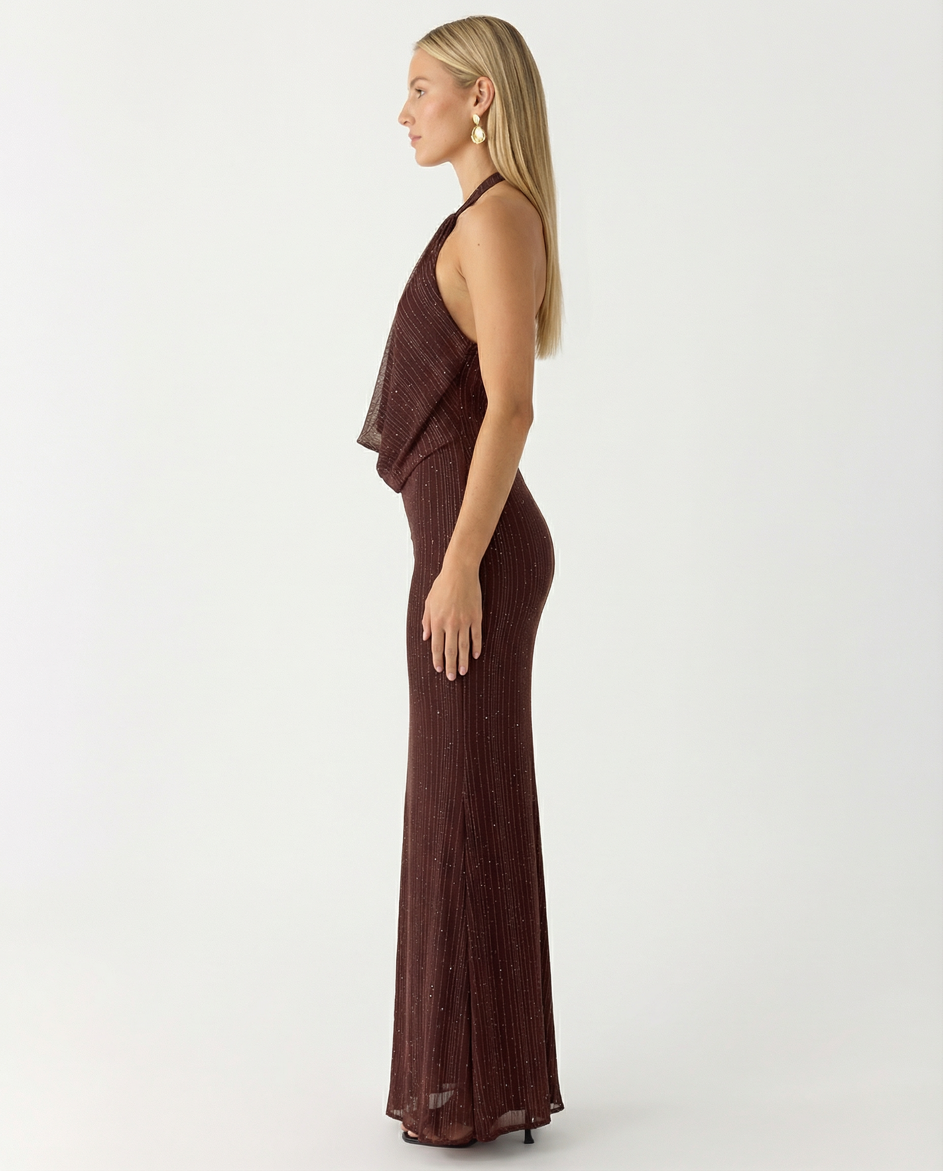 Delores | Maxi Dress with Halter Neck and Glitter Mesh