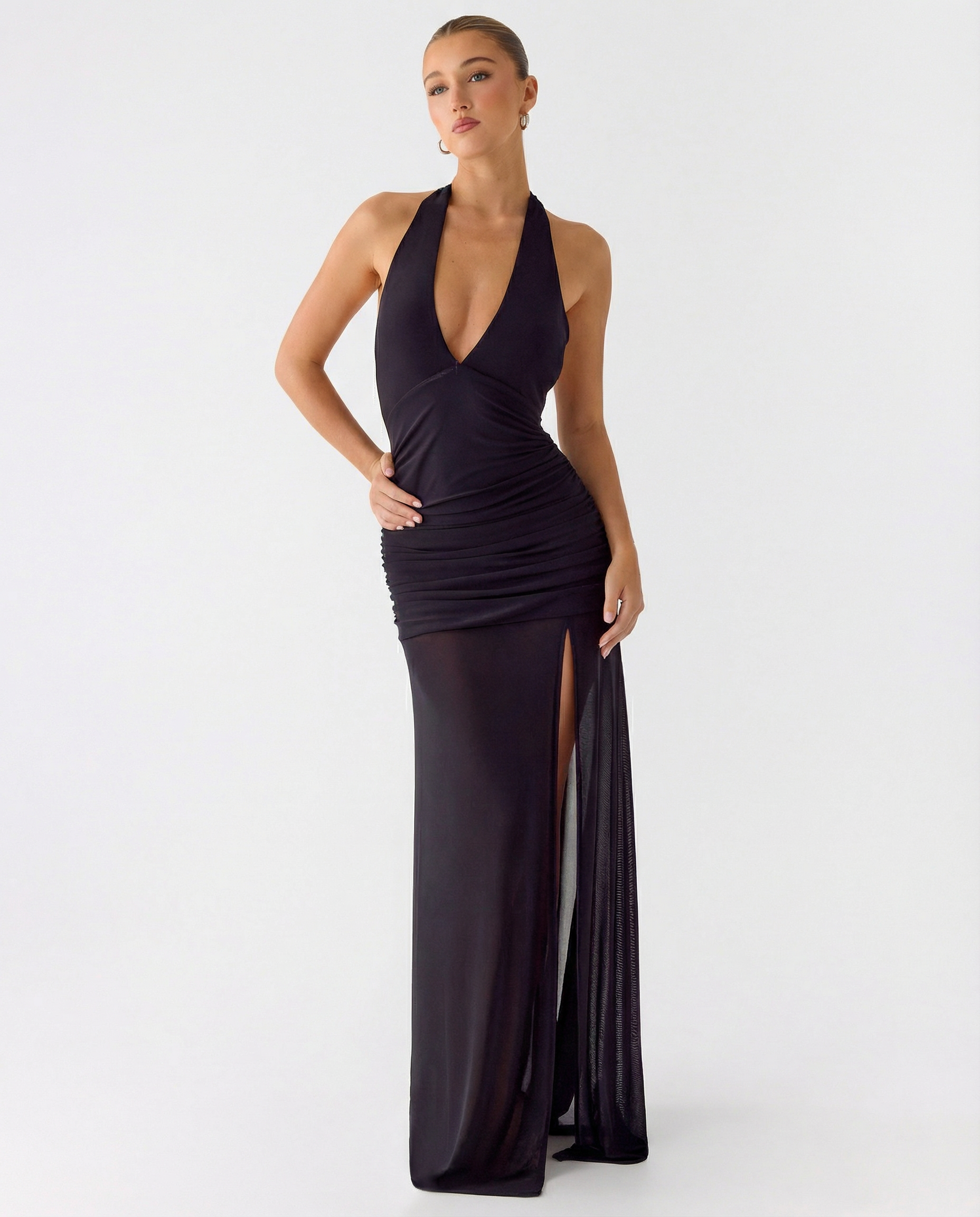 Monique | Maxi Dress with Halter Neck and Side Split