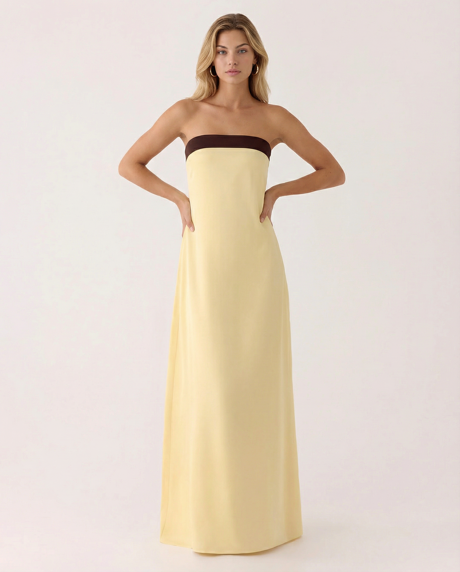 Nita | Strapless Maxi Dress with Ruched Back