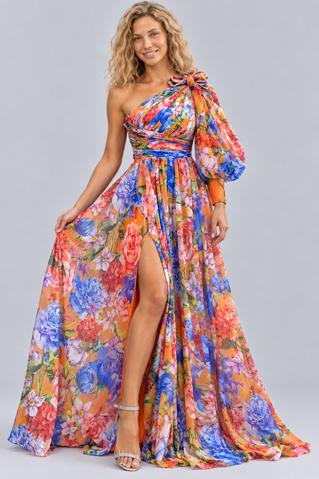 Seraphina | One-Shoulder Floral Split Maxi Dress