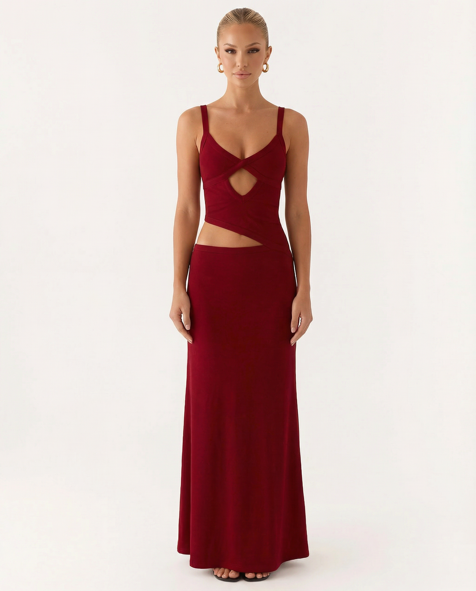 Erica | Bodycon Maxi Dress with Ruched Cut-Out Detail