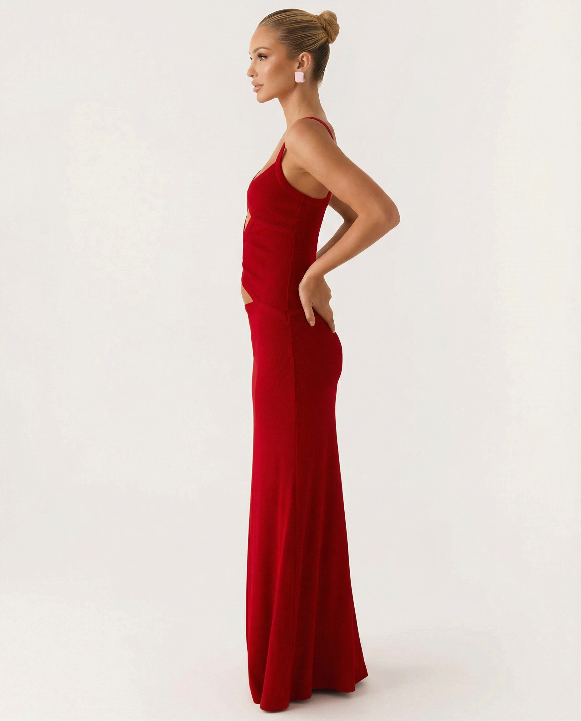 Erica | Bodycon Maxi Dress with Ruched Cut-Out Detail