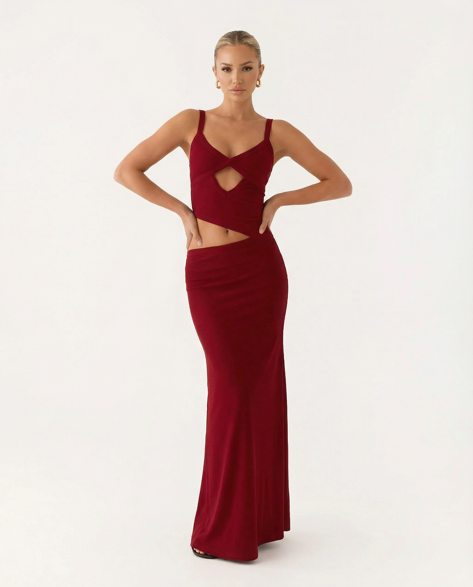 Erica | Bodycon Maxi Dress with Ruched Cut-Out Detail