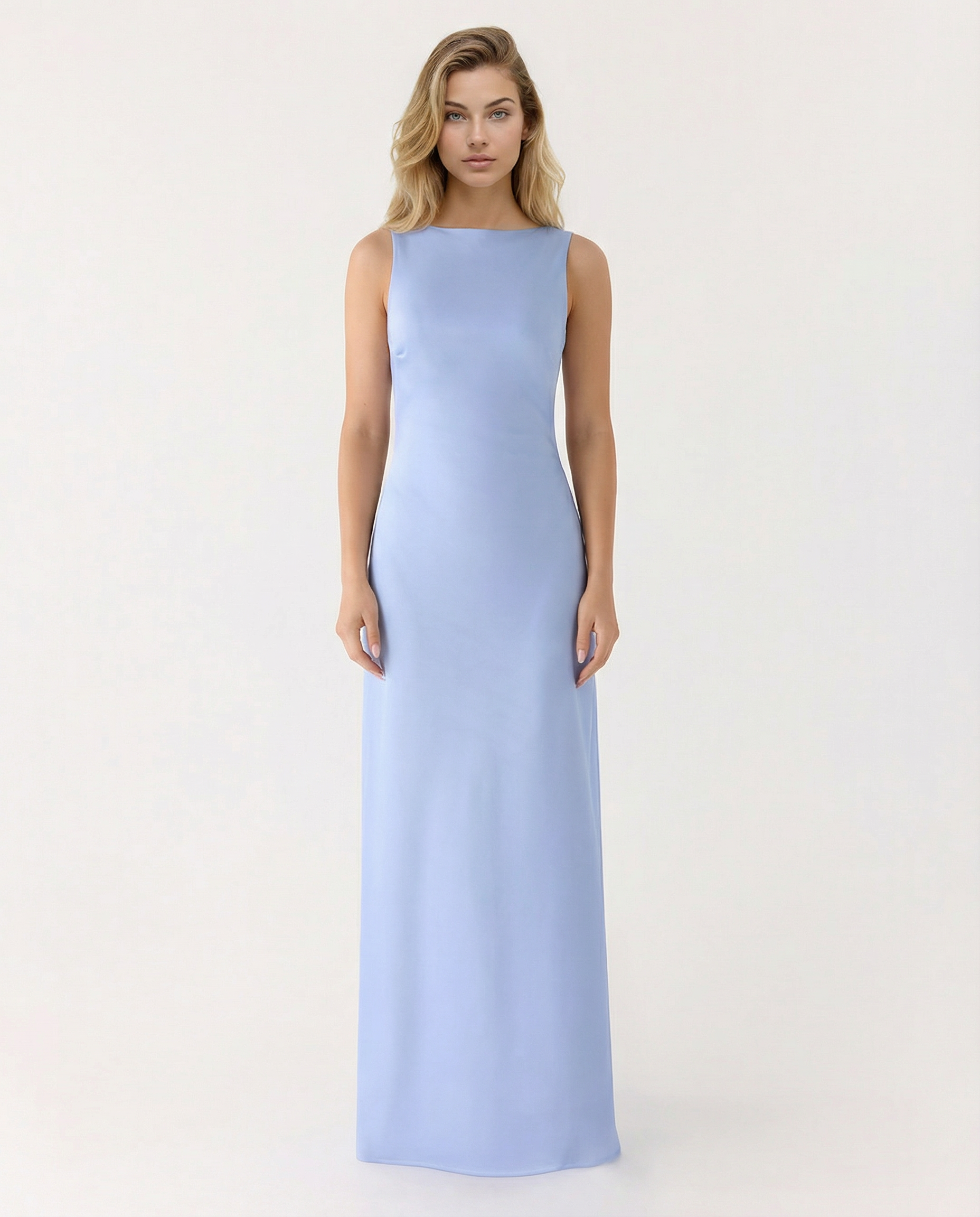 Becky | Satin Maxi Dress with Open Back and Strap Detail