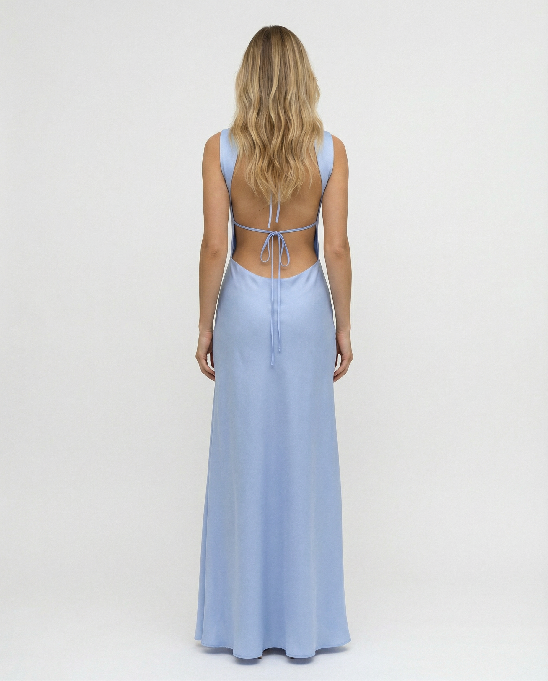 Becky | Satin Maxi Dress with Open Back and Strap Detail