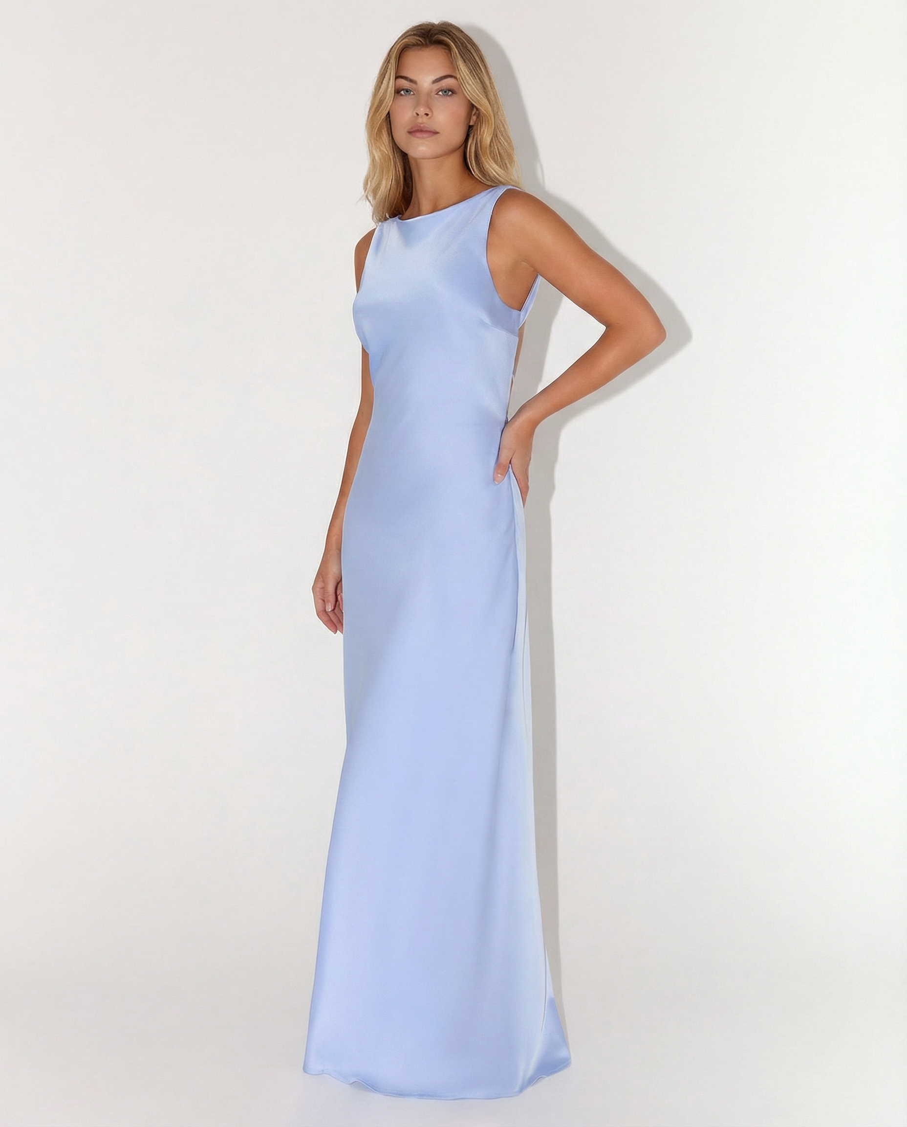Becky | Satin Maxi Dress with Open Back and Strap Detail