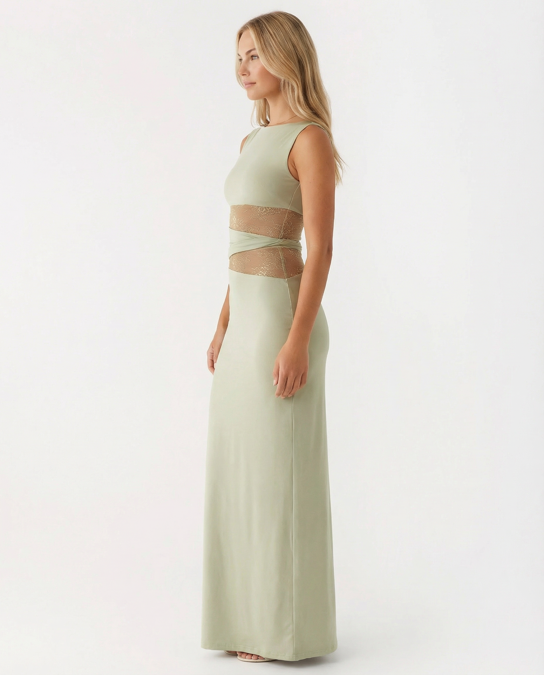 Katy | Maxi Dress with Lace Waist Cut-Out
