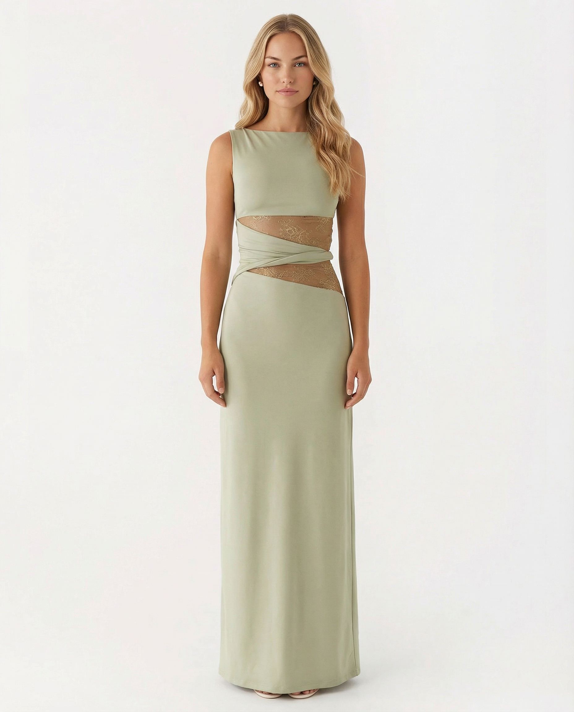 Katy | Maxi Dress with Lace Waist Cut-Out
