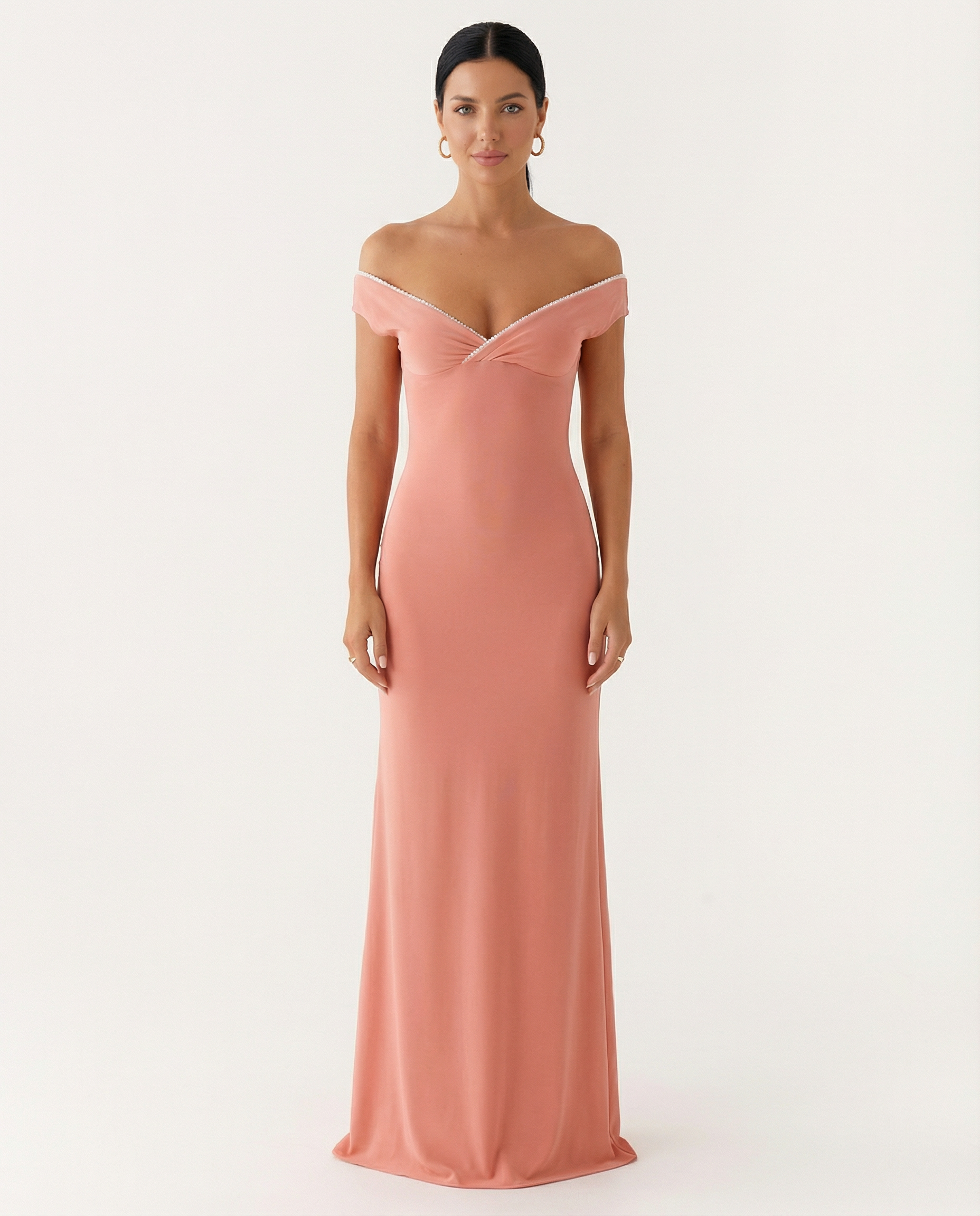Delia | Off Shoulder Maxi Dress with Ruched Waist