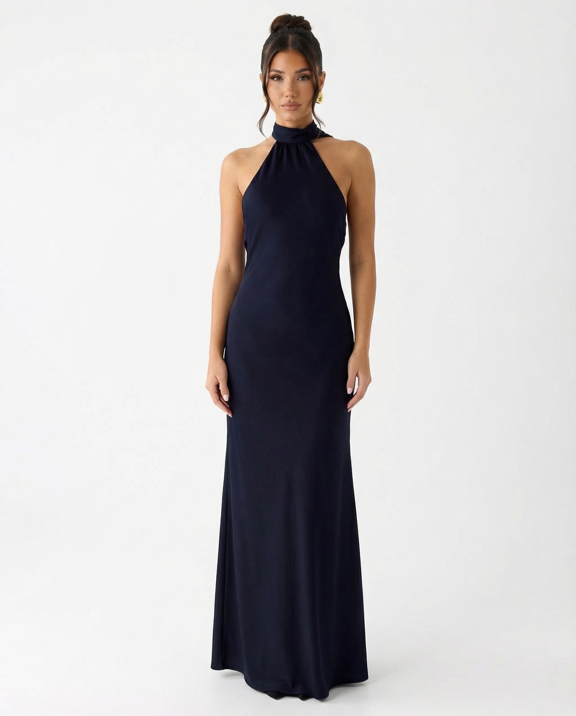 Elaine | Halter Neck Satin Maxi Dress