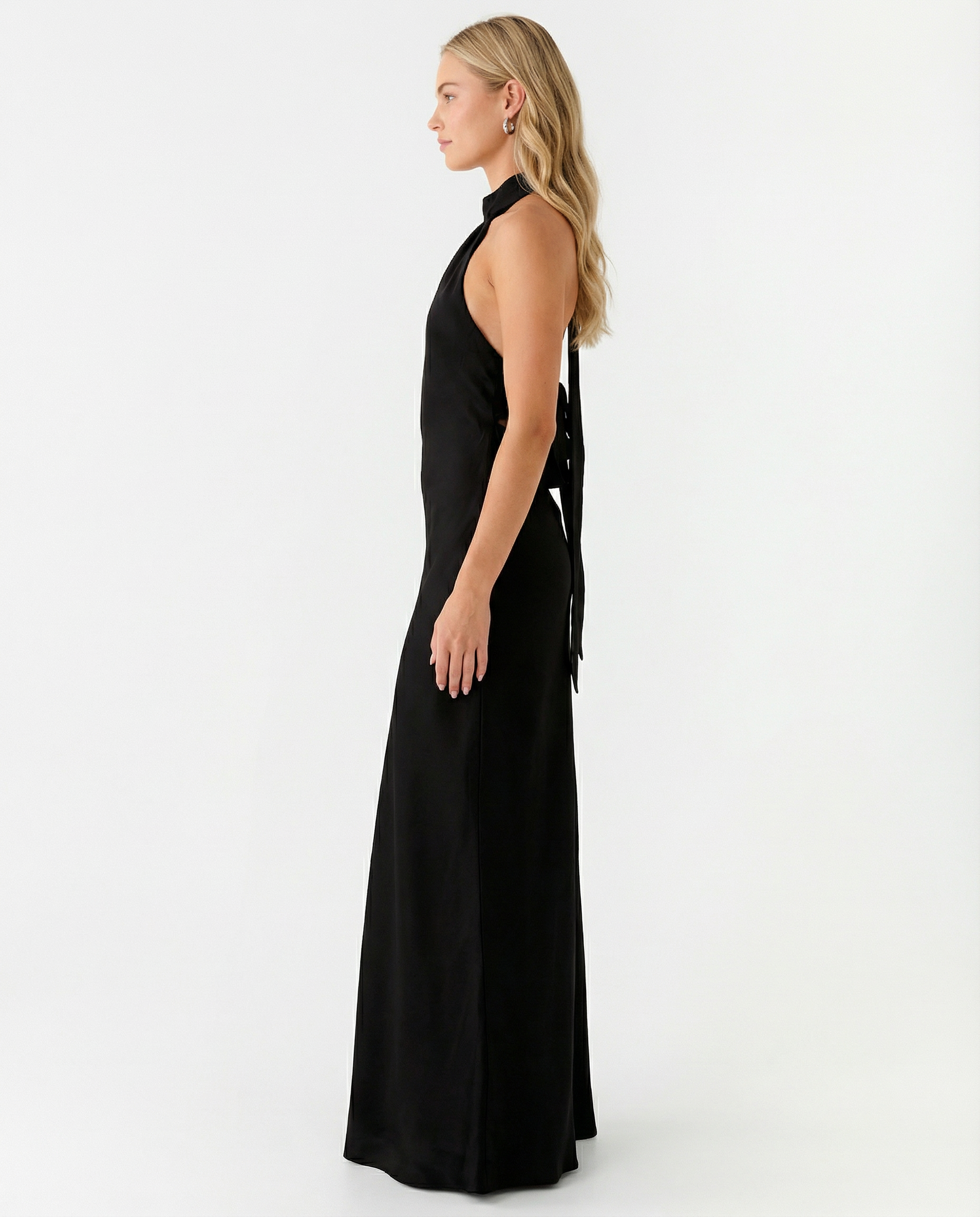 Elaine | Halter Neck Satin Maxi Dress
