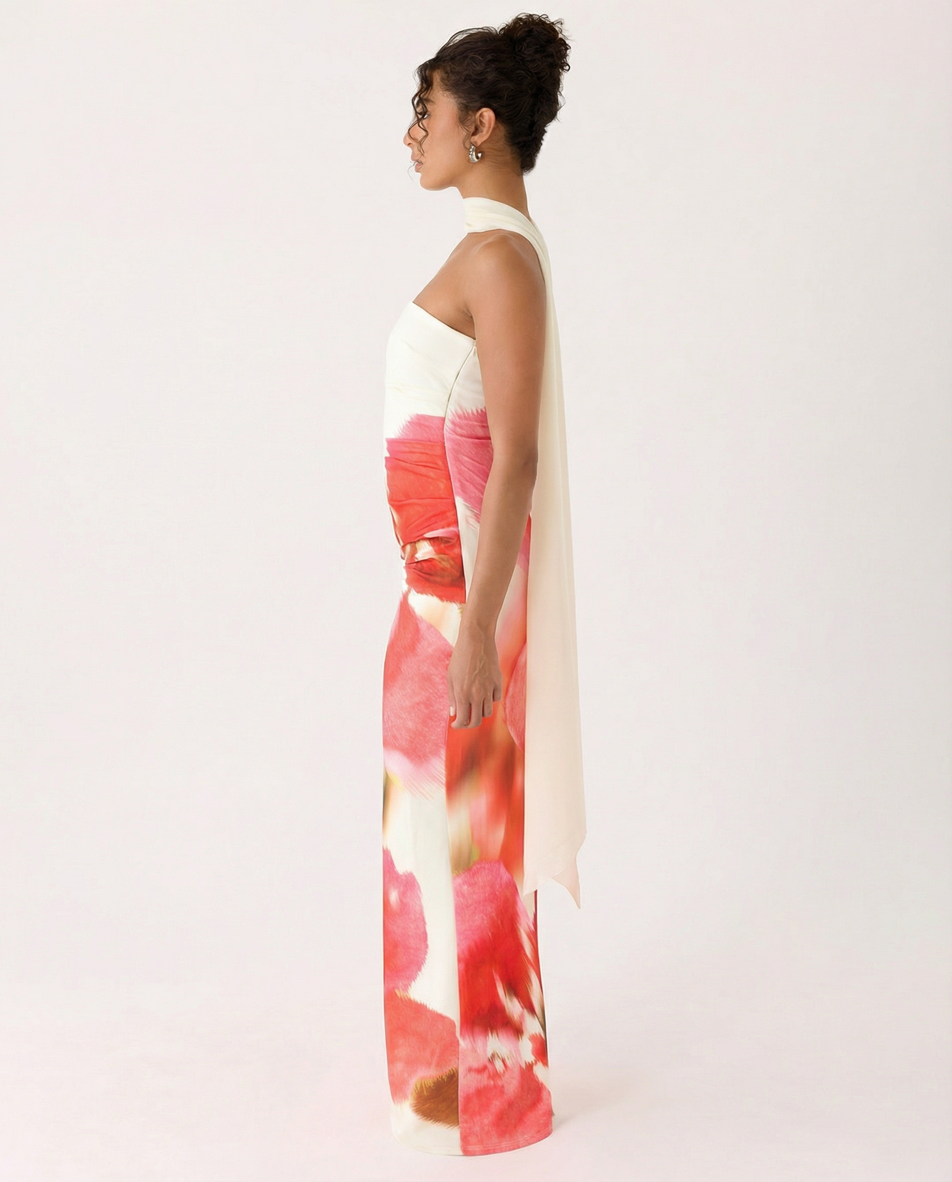 Latoya | Strapless Ruched Maxi Dress with Scarf