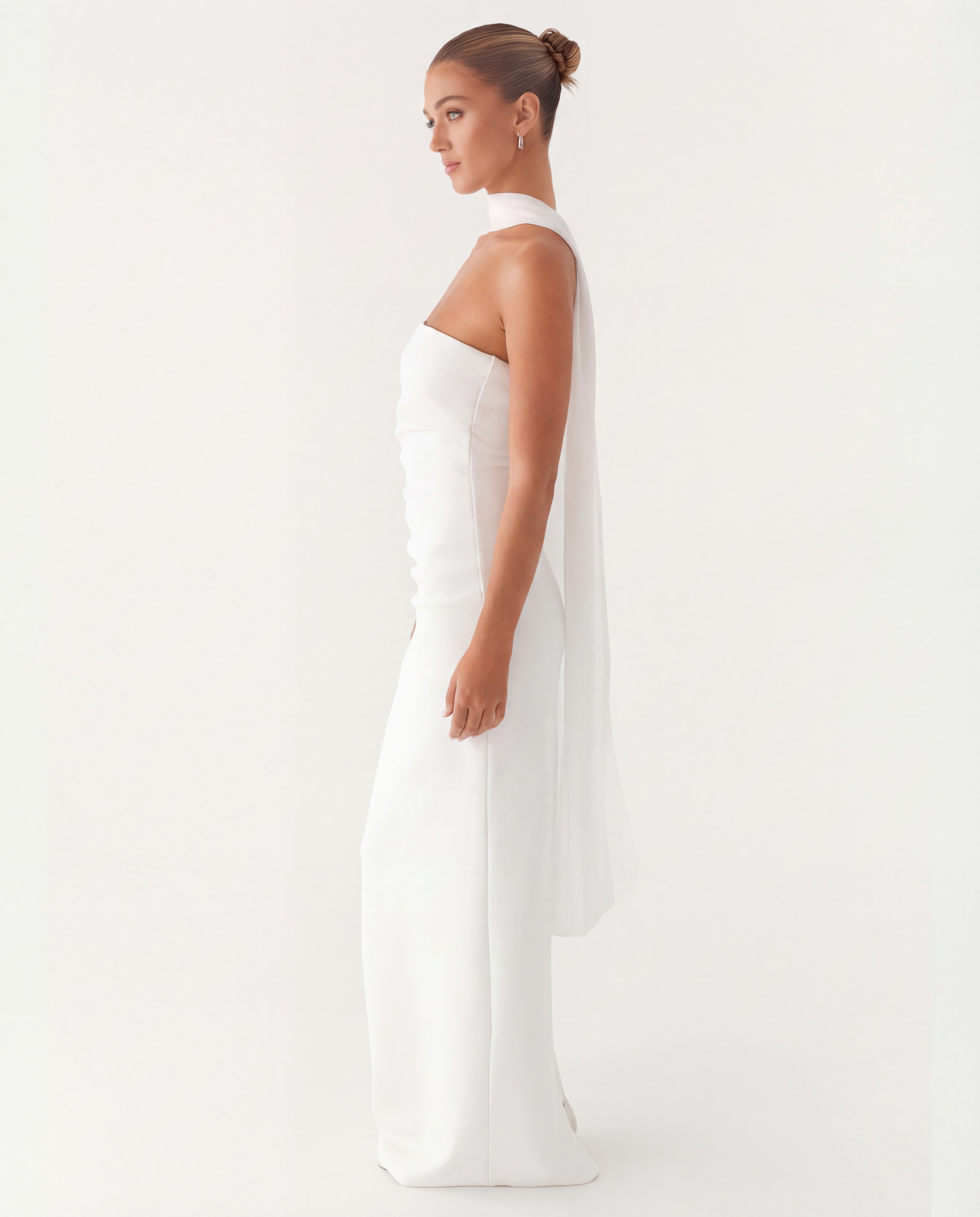 Latoya | Strapless Ruched Maxi Dress with Scarf