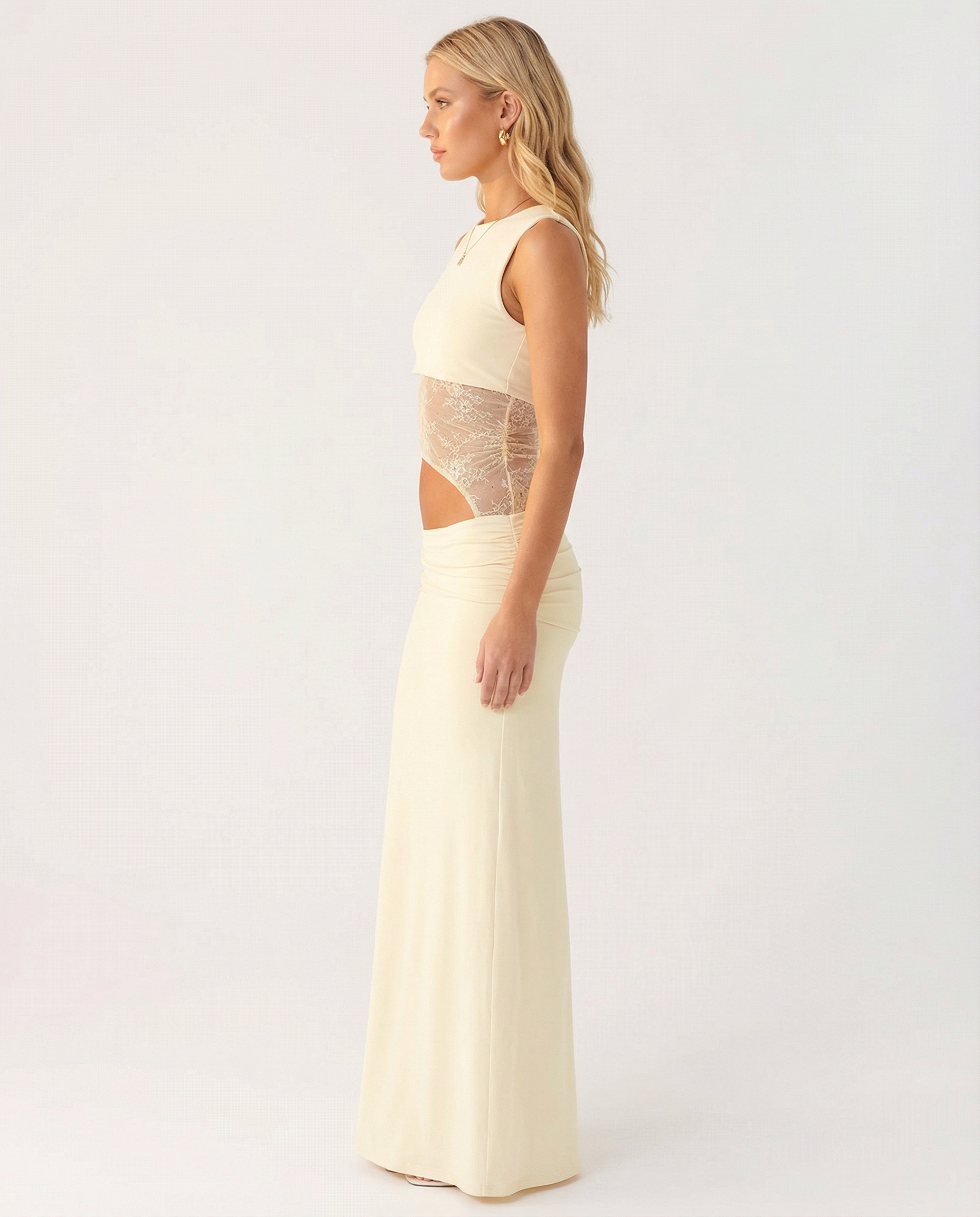 Edna | One-Shoulder Lace Cutout Maxi Dress
