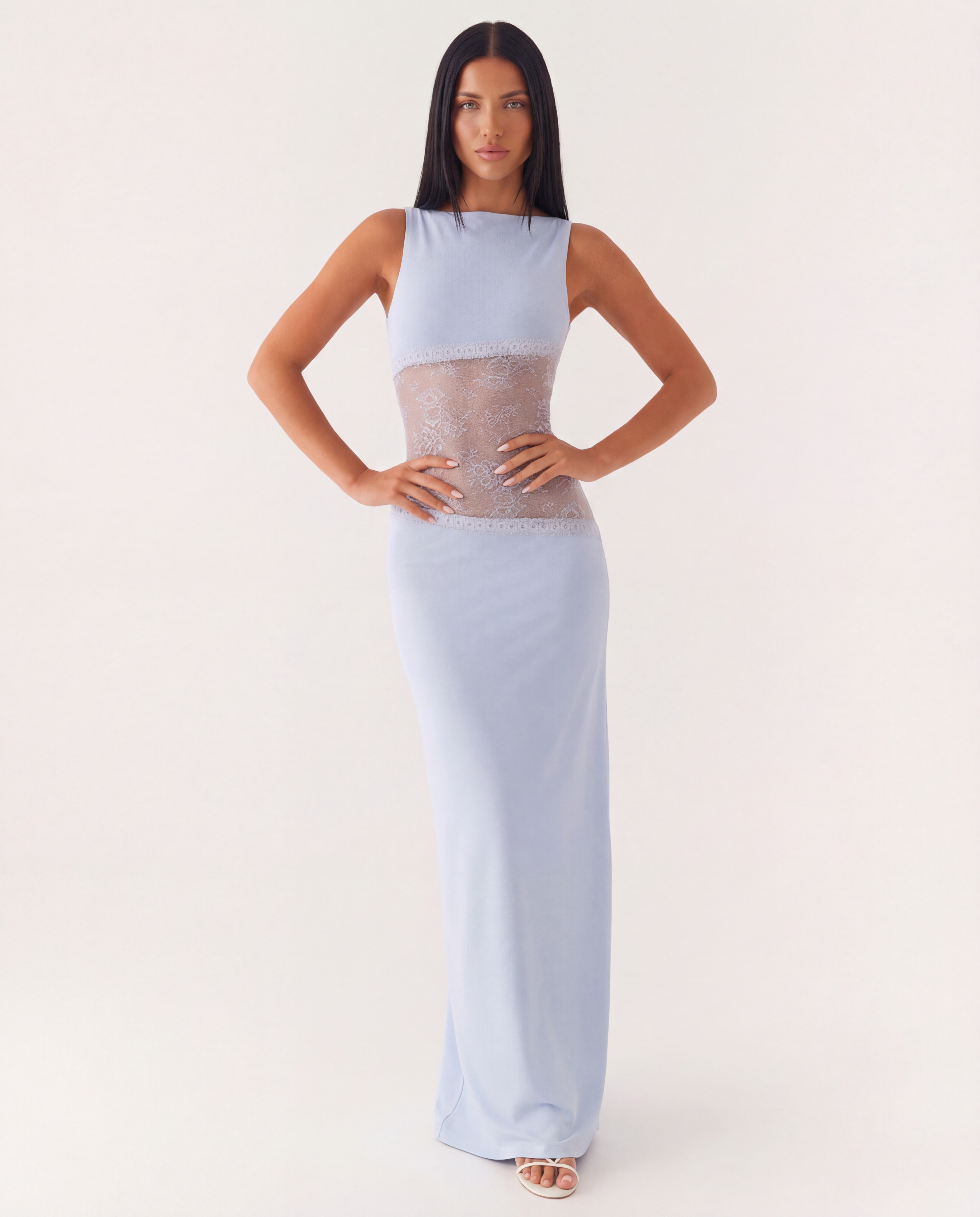 Marta | Lace Waist Open Back Maxi Dress