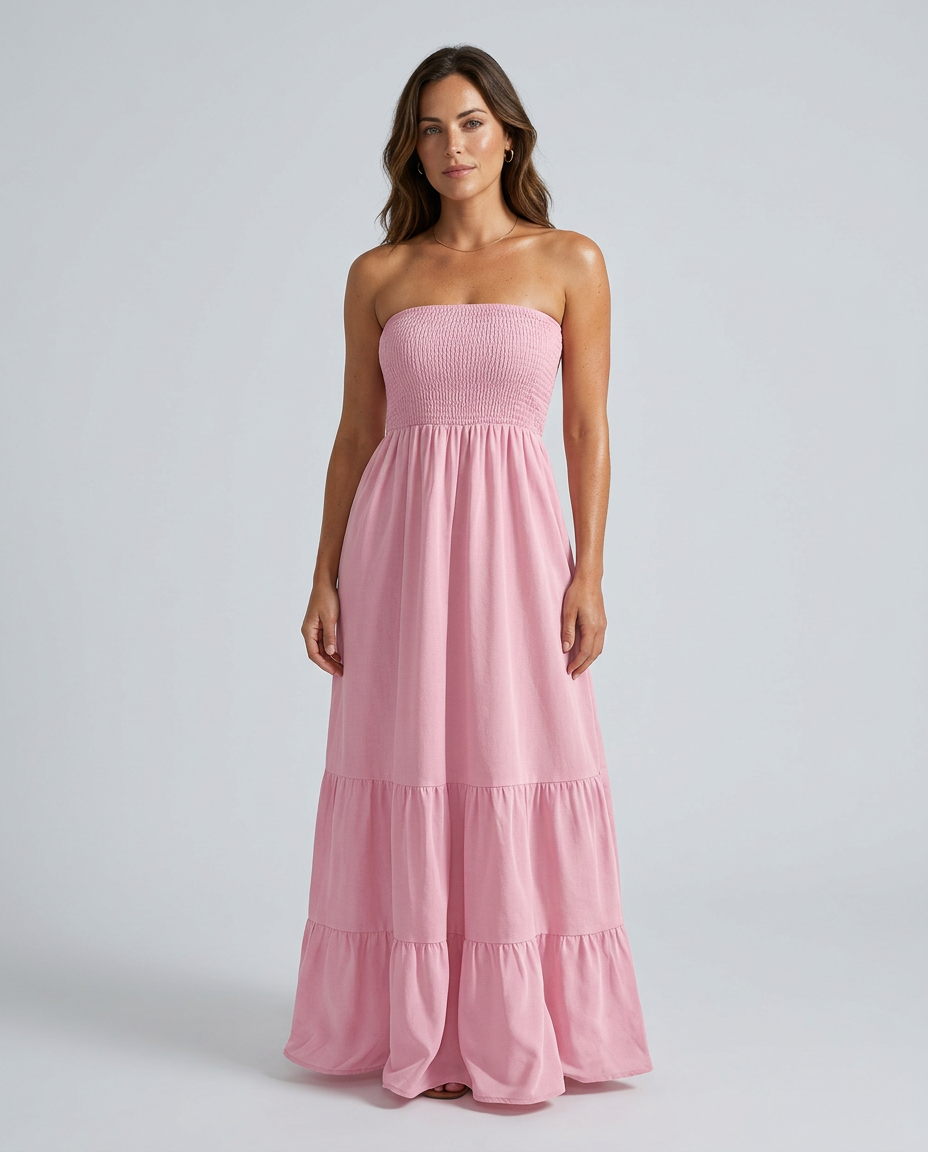 Harlow | Strapless Ruched Maxi Dress