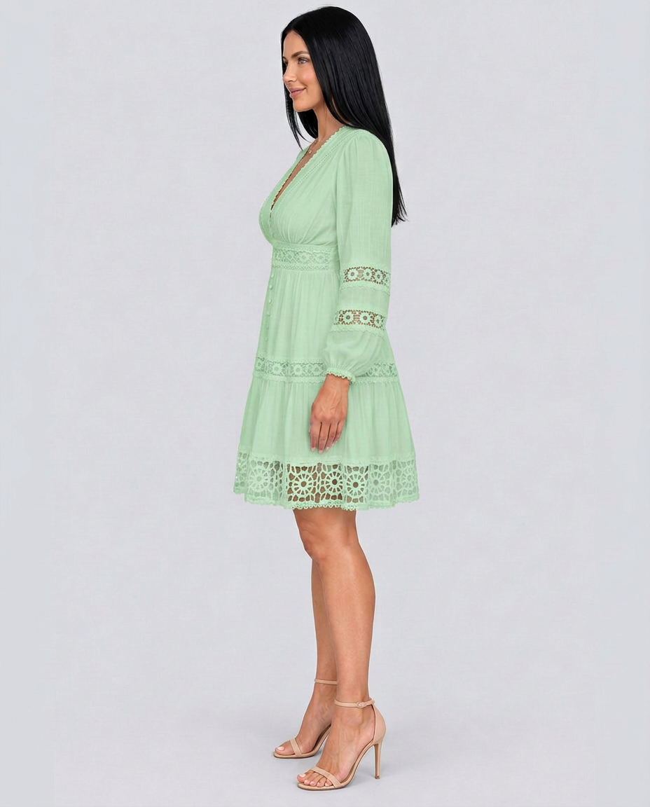 Ada | Vintage Lace-Trim Midi Dress