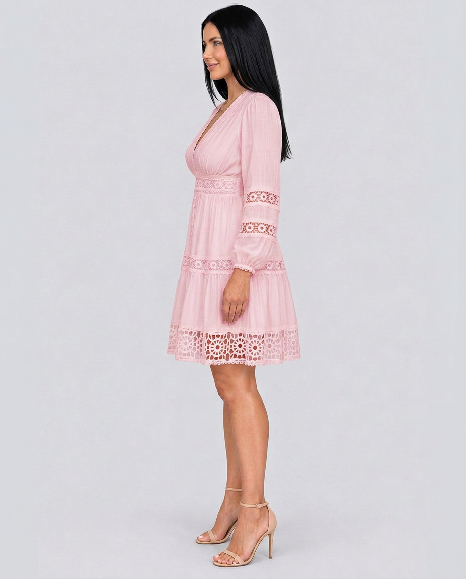 Ada | Vintage Lace-Trim Midi Dress