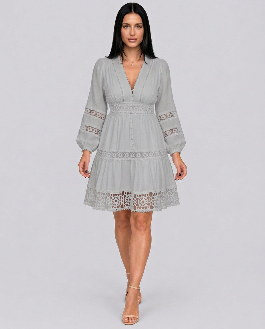 Ada | Vintage Lace-Trim Midi Dress