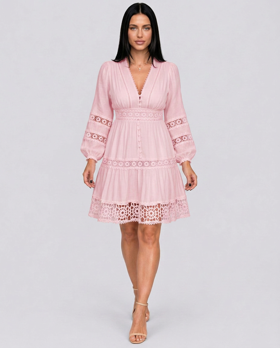 Ada | Vintage Lace-Trim Midi Dress
