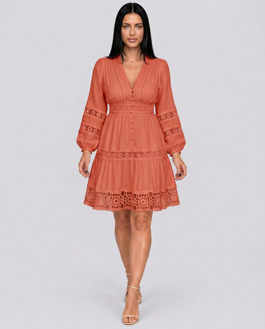 Ada | Vintage Lace-Trim Midi Dress