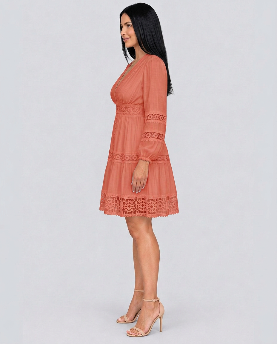 Ada | Vintage Lace-Trim Midi Dress