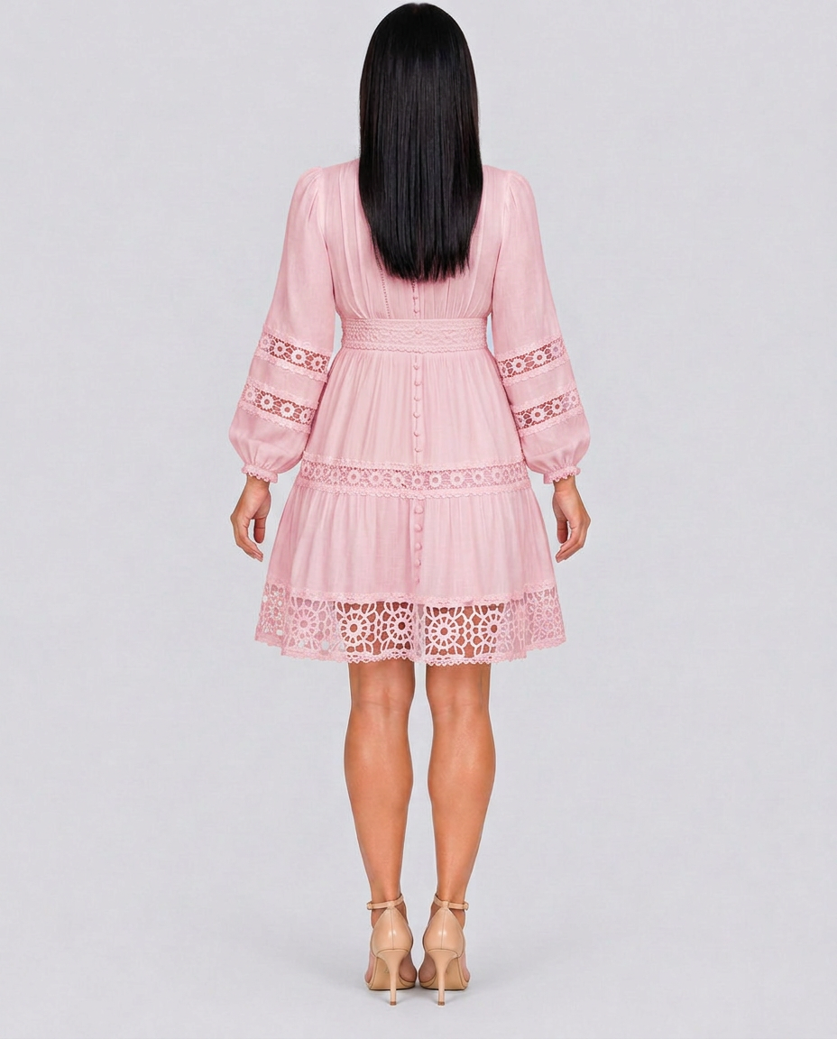 Ada | Vintage Lace-Trim Midi Dress
