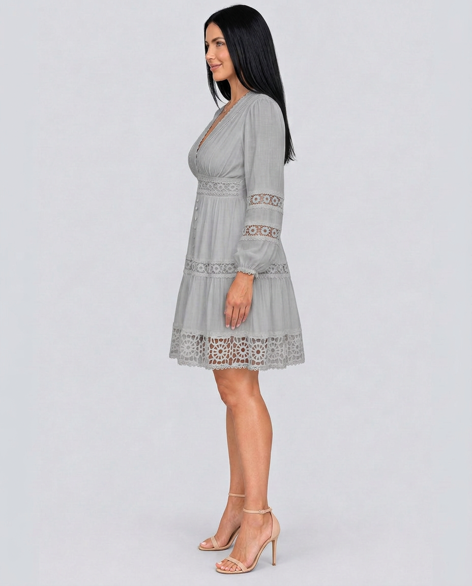 Ada | Vintage Lace-Trim Midi Dress