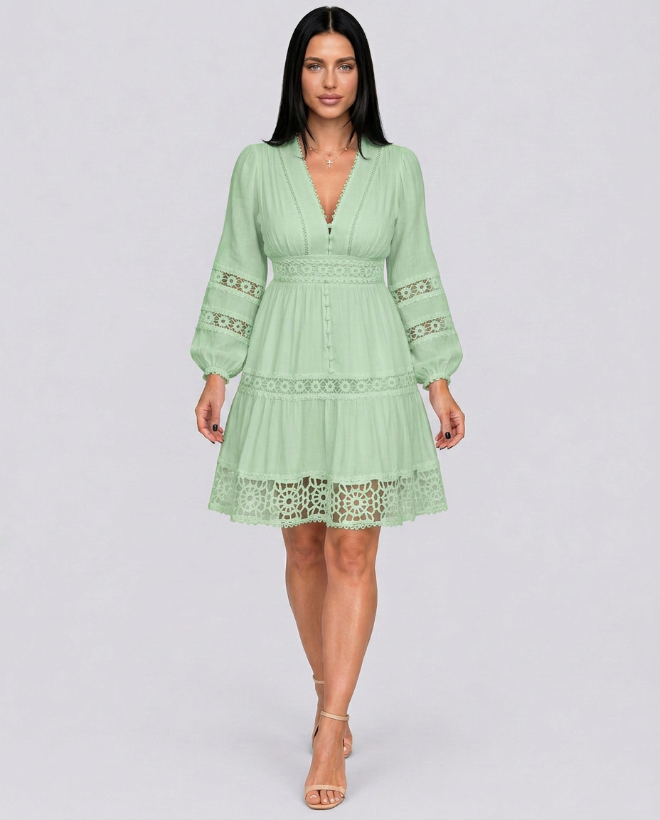 Ada | Vintage Lace-Trim Midi Dress