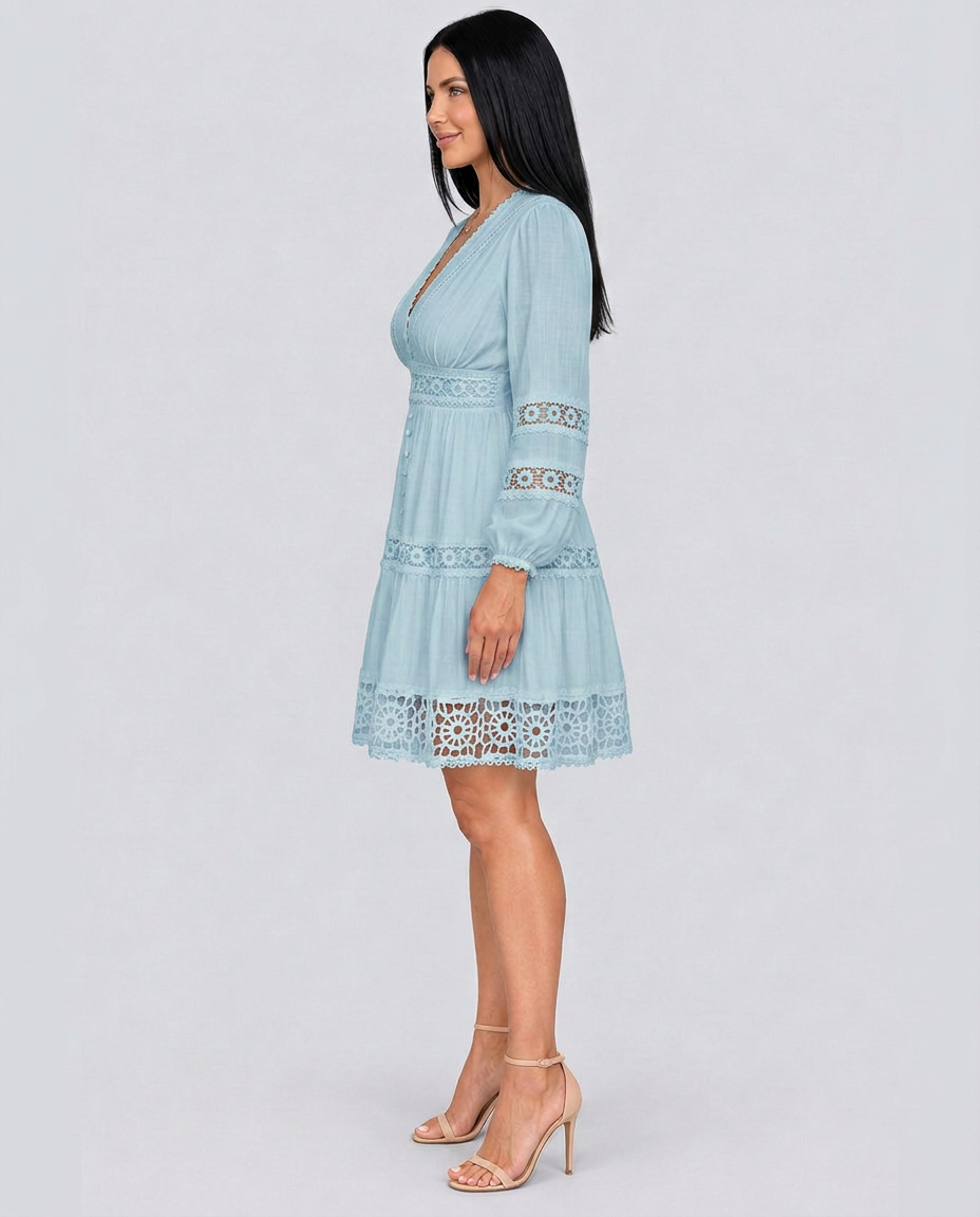 Ada | Vintage Lace-Trim Midi Dress
