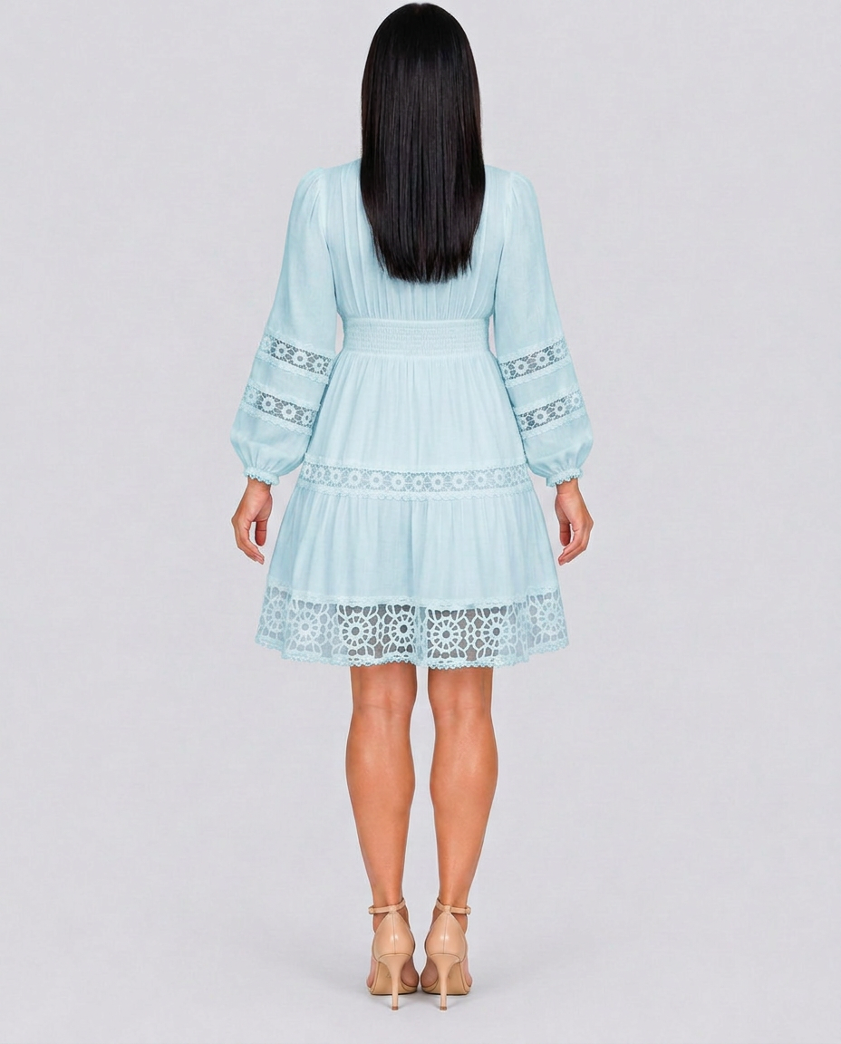 Ada | Vintage Lace-Trim Midi Dress