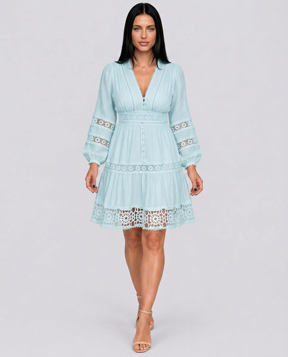 Ada | Vintage Lace-Trim Midi Dress