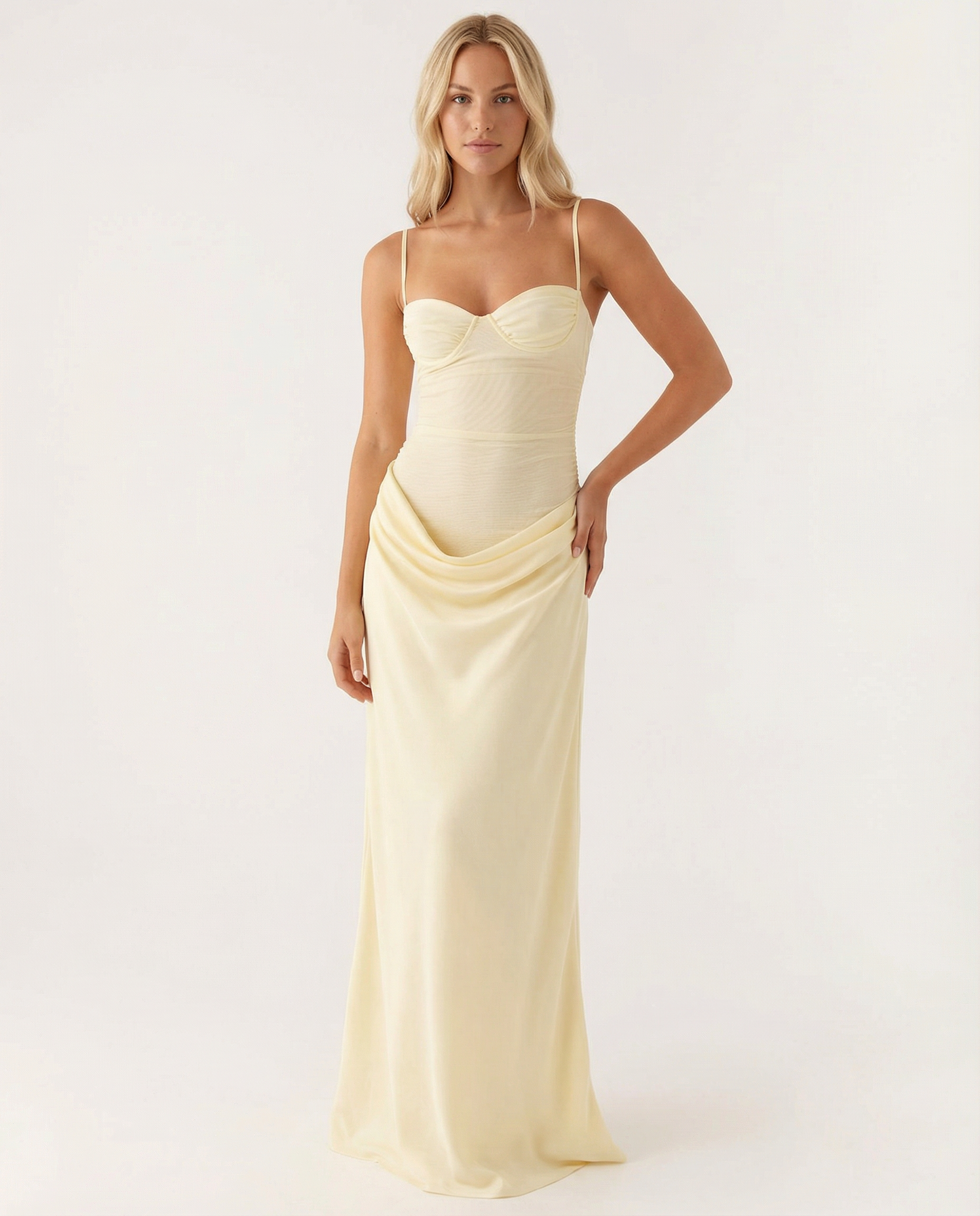 Tiffany | Maxi Dress with Underwired Bust and Cowl Draping