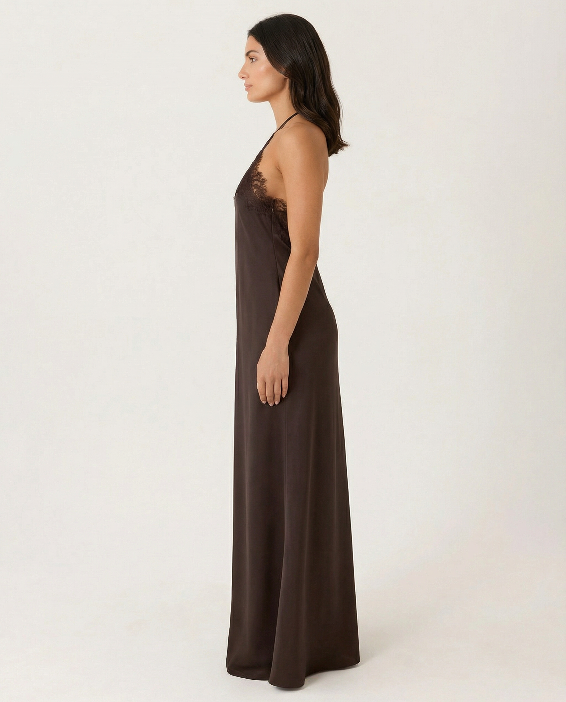Caitlin | Halter Neck Maxi Dress with Lace Trim