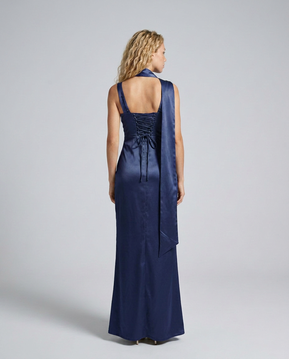 Emerson | Ruched Waist Satin-Look Maxi Dress