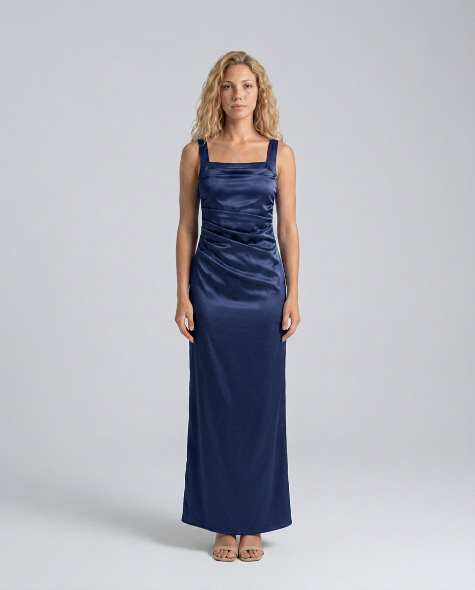 Emerson | Ruched Waist Satin-Look Maxi Dress