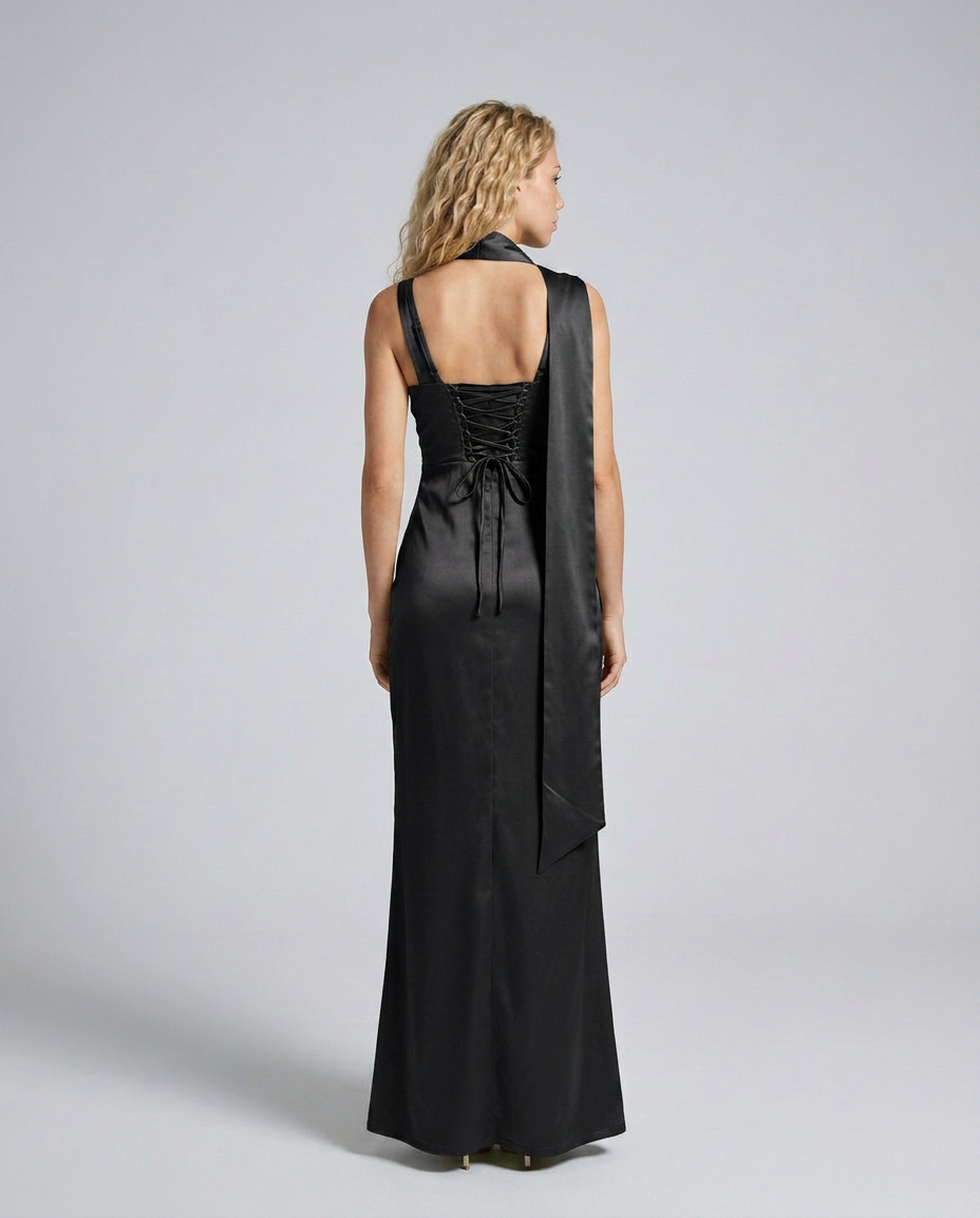 Emerson | Ruched Waist Satin-Look Maxi Dress