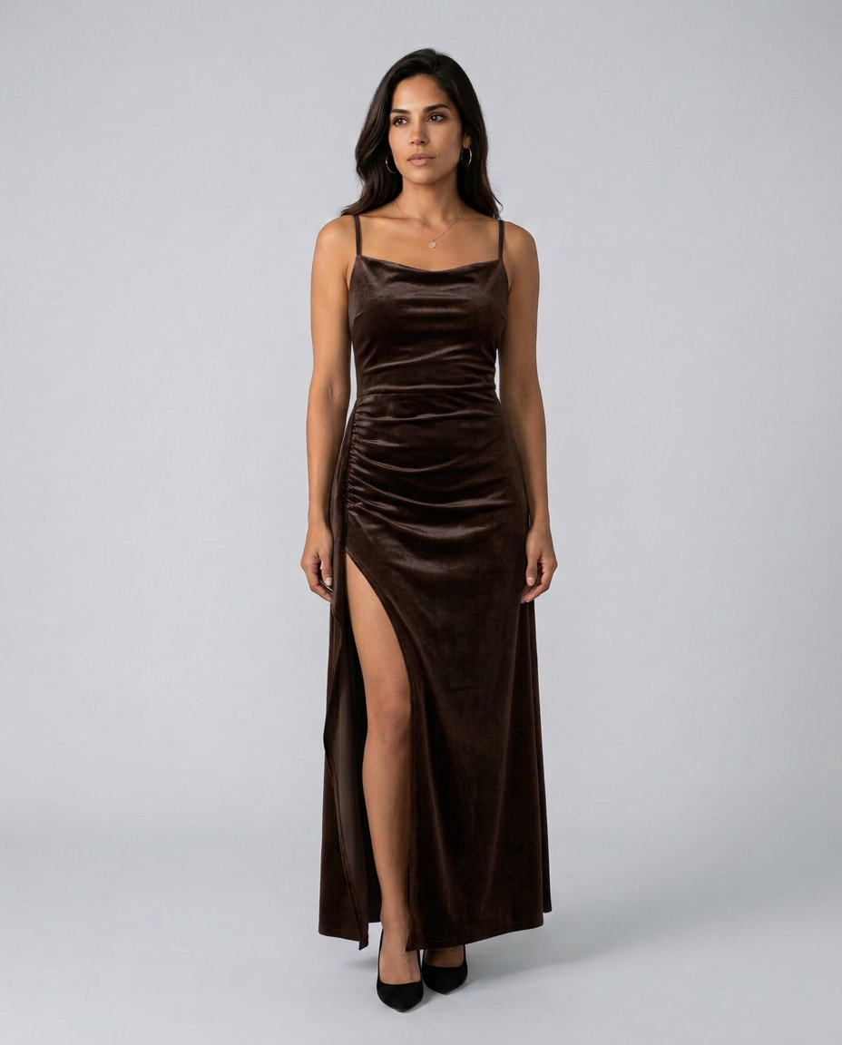 Estrella | Draped Satin-Look Maxi Dress