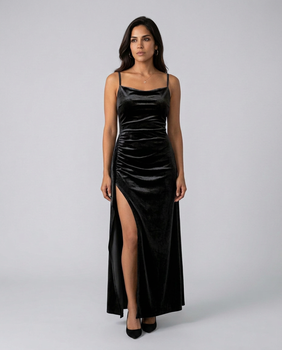 Estrella | Draped Satin-Look Maxi Dress
