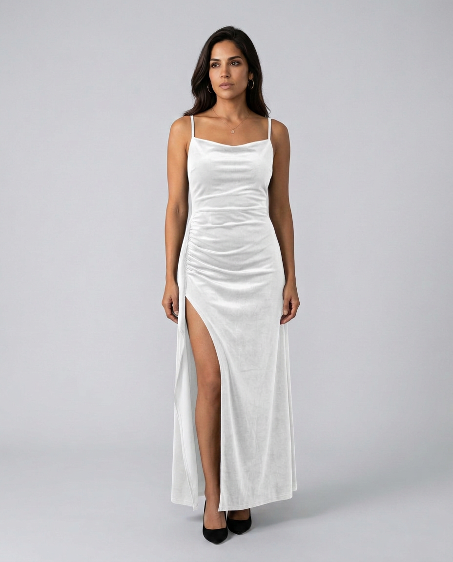 Estrella | Draped Satin-Look Maxi Dress