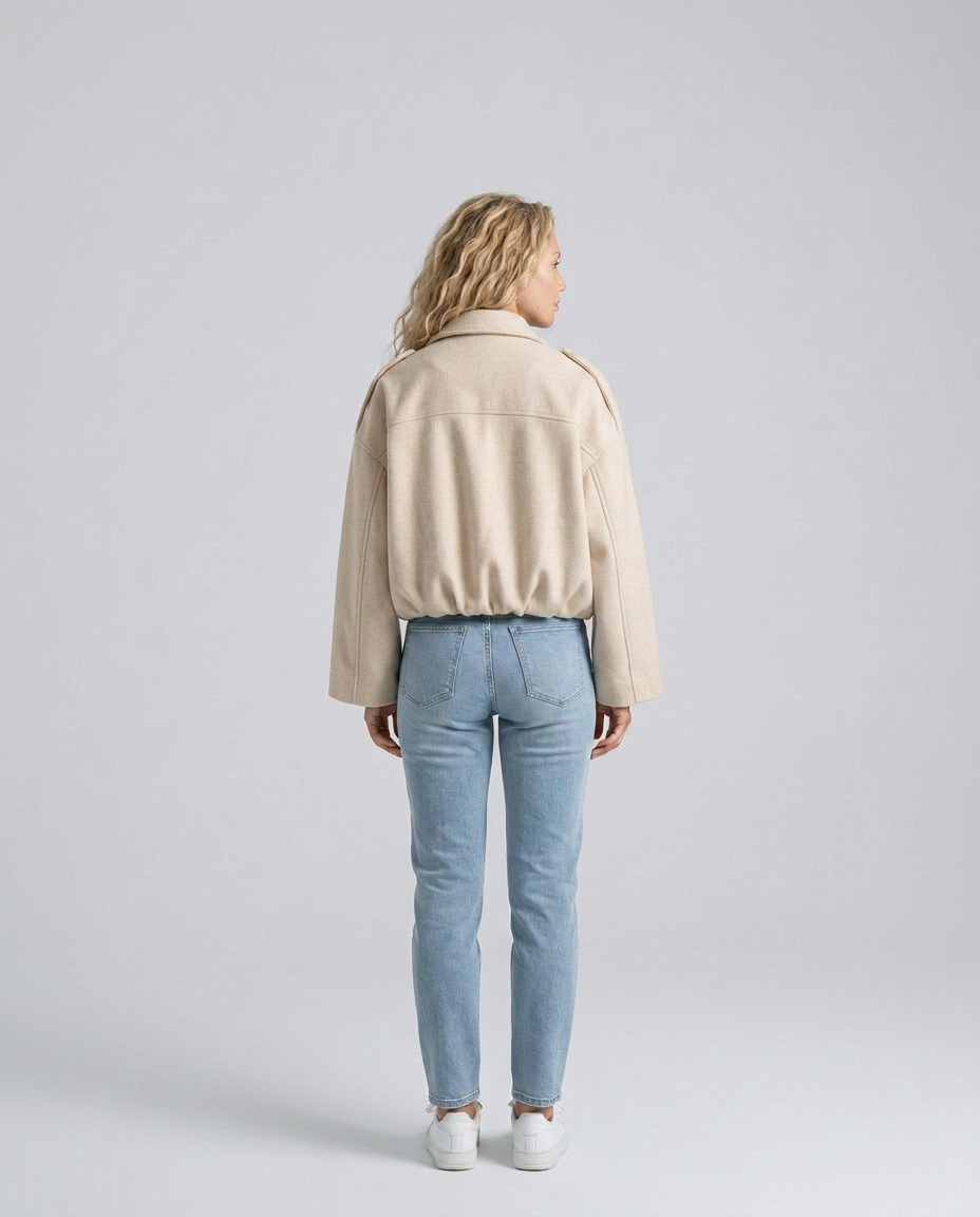Mabel | Collared Faux Suede Bomber Jacket
