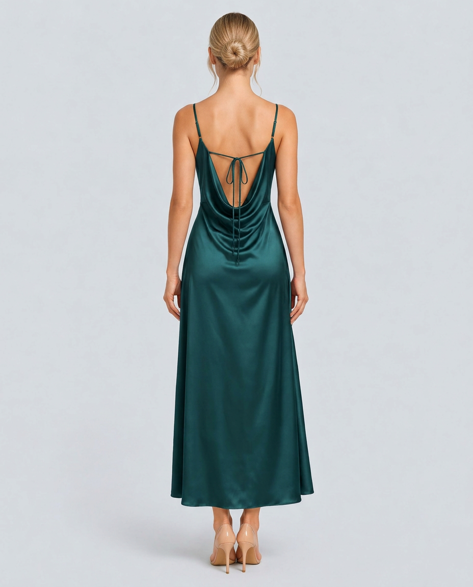Opal | Sleeveless Cowl Neck Fitted Maxi Dress