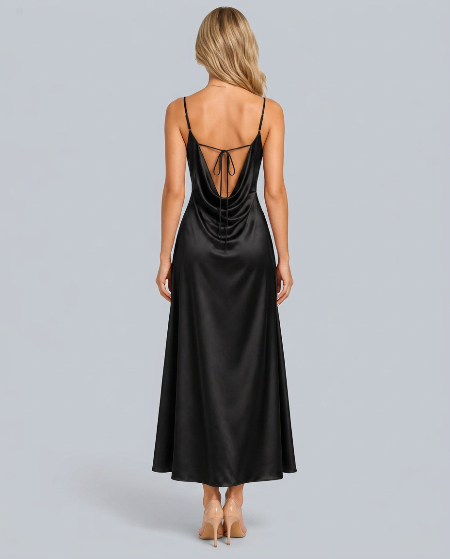Opal | Sleeveless Cowl Neck Fitted Maxi Dress